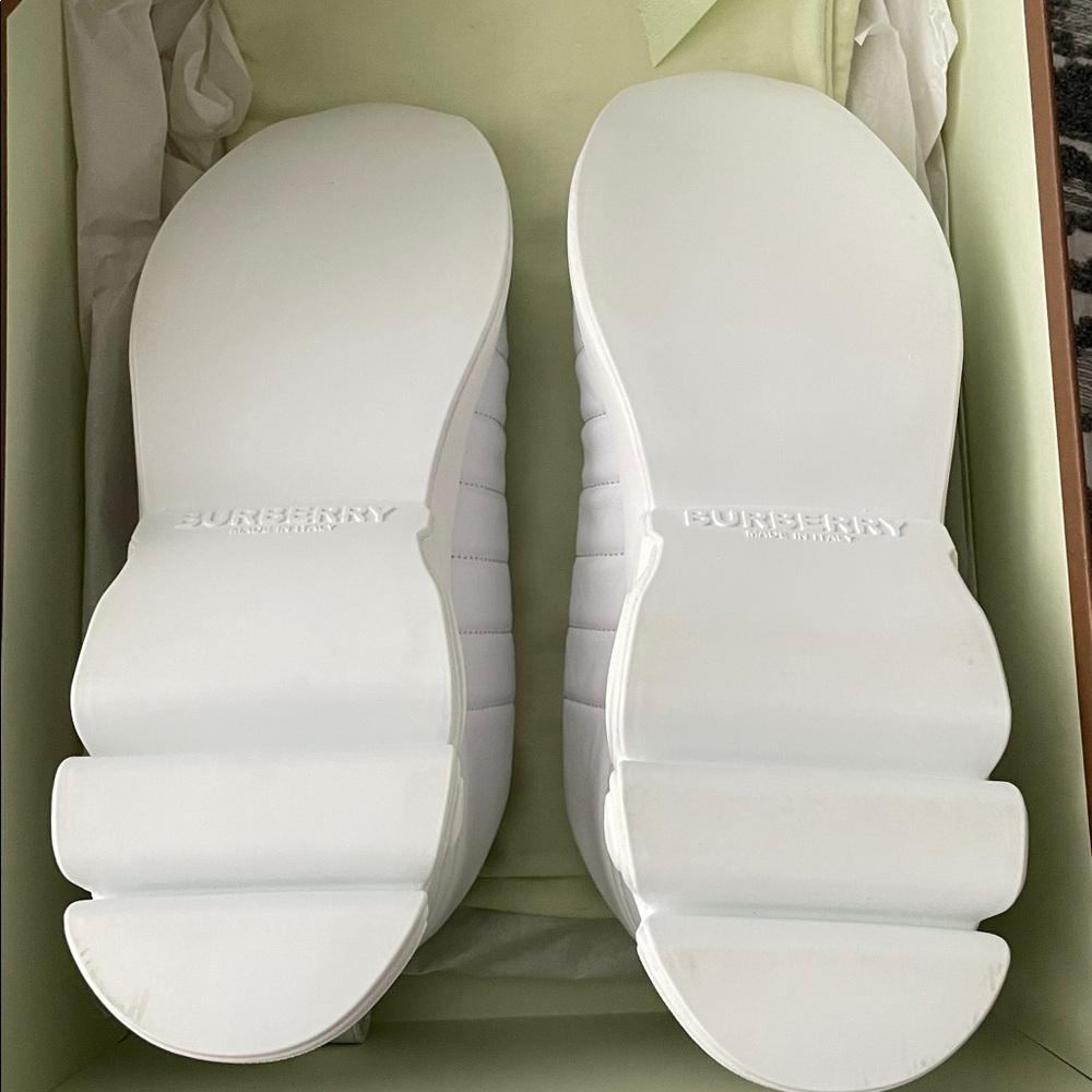 Burberry Leather Quilted White Sneakers - Picture 6 of 17